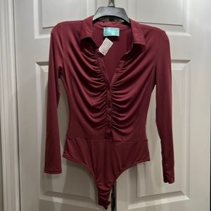 Silk button up bodysuit